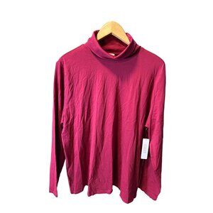 Chicos NWT Womens Red Long Sleeve Cowl Neck Top Size 3 XL Pima Cotton